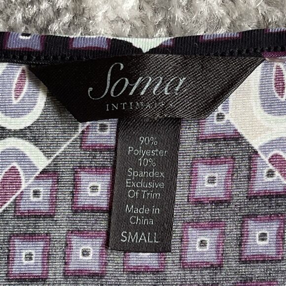 Soma Intimates‎ Top Women Size S Multicolor Geometric Boho Raglan 3/4 Sleeve - Picture 6 of 10